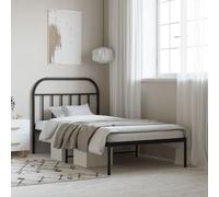 Metal Bed Frame without Mattress with Headboard Black 107x203cm