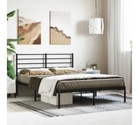 Metal Bed Frame without Mattress with Headboard Black 140x190cm