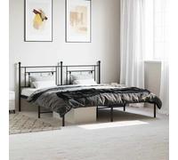 Metal Bed Frame without Mattress with Headboard Black 183x213cm