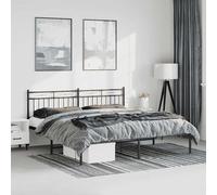 Metal Bed Frame without Mattress with Headboard Black 183x213cm