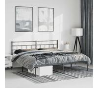 vidaXL Metal Bed Frame Without Mattress With Headboard Black 193X203cm, Black