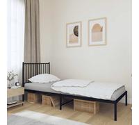 Metal Bed Frame without Mattress with Headboard Black 90x190cm