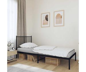 Metal Bed Frame without Mattress with Headboard Black 90x190cm