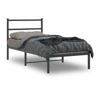 vidaXL Metal Bed Frame with Headboard Mattress Foundation Black 90x200 cm