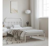 Metal Bed Frame without Mattress with Headboard White 100x190cm