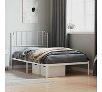 (white, 107 x 203 cm/with headboard) vidaXL Metal Bed Frame Home Bedroom Bed Base Mattress Foundation Bedstead