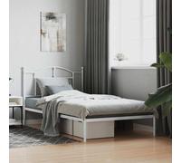 (white, 107 x 203/with headboard) vidaXL Metal Bed Frame Bedroom Platform Bed Base Bedstead Mattress Foundation