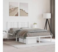 vidaXL Metal Bed Frame without Mattress with Headboard White 120x200cm