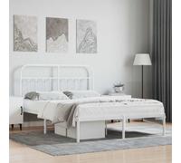 (white, 135 x 190 cm/with headboard) vidaXL Metal Bed Frame Bed Base with Headboard and Footboard White 183x213 cm