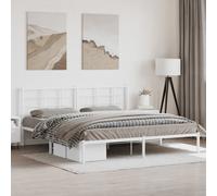 vidaXL Metal Bed Frame without Mattress with Headboard White 193x203cm