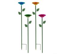 Metal Bee Watering Station 4-Pack Flower Shaped | 4-pack metal stakes, flower shaped design, vibrant colors, attracts bees and butterflies, garden decor