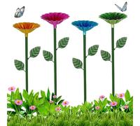 Metal Bee Watering Station - Anti Downing Landing Pads | Colourful Butterfly Feed for Outdoor Garden | 4-Piece Wild Beee and Butterfy Drinker with Duckweed | Garrden Patio Decoration