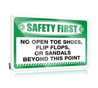 Metal Beer Signs Safety First No Open Toe Shoes, Flip Flops, Or Sandals Beyond This Point Tin Sign Bedroom Door Sign Funny Patio Decor(30X40CM)