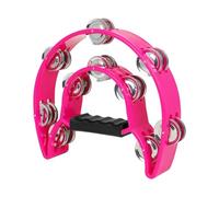 Metal Bells Hand Held Percussion Drum With Ergonomic Handle Grip 10 Inch Double Row Tambourine Round Musical Tambourine