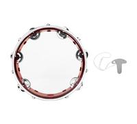 Metal Bells Hand Held Percussion Drum With Ergonomic Handle Grip 8 Inch Double Row Tambourine Round Musical Double Row