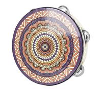 Metal Bells Hand Held Percussion Drum With Ergonomic Handle Grip 8 Inch Single Row Tambourine Round Musical Tambourine