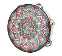 Metal Bells Hand Held Percussion Drum With Ergonomic Handle Grip 8 Inch Single Row Tambourine Round Musical Tambourine