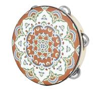 Metal Bells Hand Held Percussion Drum With Ergonomic Handle Grip 8 Inch Single Row Tambourine Round Musical Tambourine