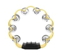 Metal Bells Hand Percussion Drum with Ergonomic Handle Grip 8 Inch Double Row