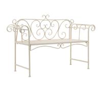 vidaXL Metal Bench with Scroll-patterned Backrest Antique White Garden Seat