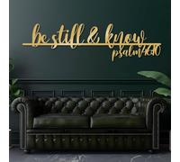 Metal Biblical Psalm 46:10 Wall Art, Metal Be Still & Know Christian Wall Artwork Decor, Black Artwork Decoration for Living Room,Bedroom Hallway and Stairs Nature Home Decor (Gold 59" L