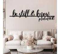 Metal Biblical Psalm 46:10 Wall Art, Metal Be Still & Know Christian Wall Artwork Decor, Black Artwork Decoration for Living Room,Bedroom Hallway and Stairs Nature Home Decor (Black 59L