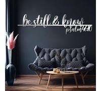 Metal Biblical Psalm 46:10 Wall Art, Metal Be Still & Know Christian Wall Artwork Decor, Black Artwork Decoration for Living Room,Bedroom Hallway and Stairs Nature Home Decor (Silver 35