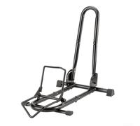 Metal Bicycle Floor Stand with Three-Point Support System | Robust metal frame, non-slip footpads, heavy duty capacity, for durable black finish, indoor outdoor use