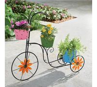 Metal Bicycle Planter Basket Stand, Metal Flower Pot Cart Planter Stand Decorative Outdoor Decor for Garden, Patio, Deck, Entry and Front Porch (Bicycle Planter)