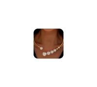 Metal Big Pearl Open Choker Necklace for Women - Adjustable Gold Round Open Cuff Chunky Pearl Necklace, Metal, No Gemstone