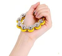 Metal Bike Chain Fidget Toy, Roller Chain Fidget Spinner, Portable Sensory Desk Gadget, Stress Anxiety Relief Hand Toy for Adults Teens Kids, Help Improve Focus and Relieve Pressure(Yellow)
