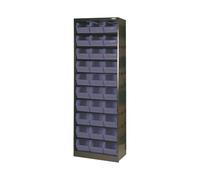 Metal Bin Cupboard with 30 Polypropylene Bins Dark Grey Black 371834