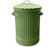 Metal Bin Retro Dustbin Waste Rubbish Bin, Sage Green 45L - Outdoor or Indoor Use