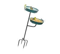 Metal Bird Bath and Feeder with Sun Powered Fountain for Outdoor Garden Decoration and Wild Birds Black Green Bird Bath