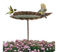 Metal Bird Bath, Standing Water Feeder, 10.63 x 7.87 Inches Leaf Shaped Basin with Iron Build, Vertical Bird Bath with Decorative Design, Garden Feeder with Style, Wildlife Accessory for Parakeet