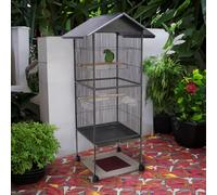 Metal Bird Cage for Small to Medium Birds-Rolling Stand, Perches & Food Trays
