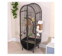Metal Bird Cage Standing Parrot Aviary with Support Legs and Accessories 39.4in Large Flight Cage Spacious Parrot Cage(Nero)