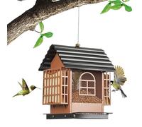 Metal Bird Feeder - House Shape Outdoor Hanging Feeder Holder Rainproof Garden Backyard Patio Feeder Decorative Wildlife Bird Watching Device for Use |