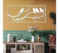 Metal Bird on Branch Wall Art Birds with Tree Wall Decor Metal Tree Branch Art Nature Bird Ornaments Modern Aesthetics Decoration for Livingroom Bedroom Garden Outdoor