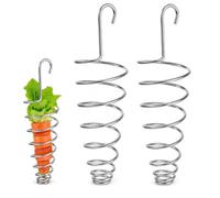 Metal Bird Spiral Feeder 2 Pcs, Fruit and Vegetable Holder for Parrots | 15cm length with top hanging hook,Simulates wild foraging,Sturdy iron structure