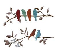Metal Bird Wall Art, 2Pcs Rustic Birds on Branch, Vintage Hanging Decor for Balcony, Garden, Home, Office, Farmhouse Style