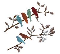 Metal Bird Wall Art Decor, 2Pcs Metal Birds on Branch Wall Hanging Decoration,Garden Wall Art Outdoor Vivid Birds MetaL Bird Wall Arts,Hanging Pictures Wall Decor for Garden Balcony Home Ornament
