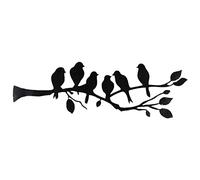 Metal Bird Wall Decor Silhouette, Black Metal Bird Wall Art Ornament, Wall Hanging Bird Branch Silhouette Art Garden Sign for Indoor Outdoor Garden Home Bedroom Living Room Decoration