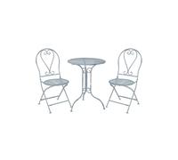 Metal Bistro 3 Piece Set Garden Patio Furniture Antique Blue Glamhaus Blue One Size