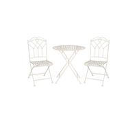 Metal Bistro 3 Piece Set Garden Patio Furniture Antique White Glamhaus White One Size