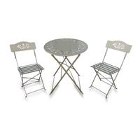 Metal Bistro Set, Floral Folding Patio Furniture Table and Chairs Set of 2 FURNITURE ONE Tan 2 Seater