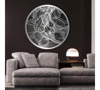 Metal Black Abstract Lines Wall Art, Metal Round Geometric Irregular Wall Art Decor, Line Artwork Decoration Modern Sculpture for Living Room,Bedroom Hallway Home Decor(Sliver 31"x31"/80x80c