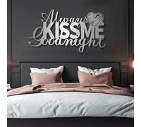 Metal Black Always Kiss Me Goodnight Wall Art, Metal Love Romantic Wall Art Decor, Couples Above Bed Artwork Decoration for Living Room, Bedroom Hallway and Stairs Nature Home Decor
