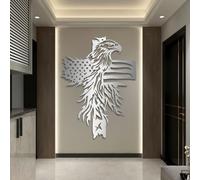 Metal Black American Eagle Flag Cross Wall Art, Metal Patriotic Crosses Wall Art Decor, Eagle Artwork Decoration Modern Sculpture for Living Room,Bedroom Hallway and Stairs Decor (Silver 35"