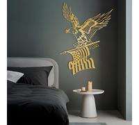 Metal Black American Eagle Wall Art, Metal Patriotic Military Bird Wall Art Decor, Eagle Artwork Decoration Modern Sculpture for Living Room,Bedroom Hallway Home Decor(Gold 19" L x 14" W)